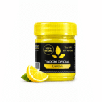 Bote amarillo YADOM Limón con un gajo de limón y una hoja