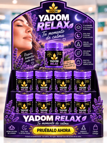 Expositor con botes morados YADOM RELAX
